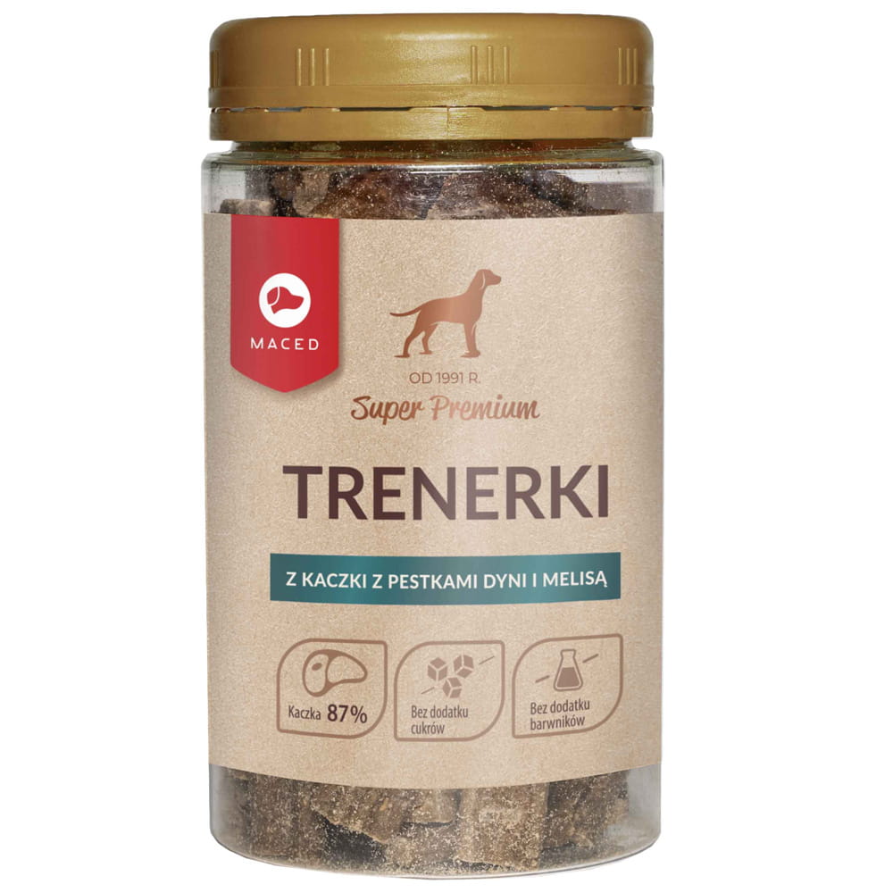 Maced przysmak psa Trenerki treserki KACZKA Z PESTKAMI DYNI I MELISĄ 150g